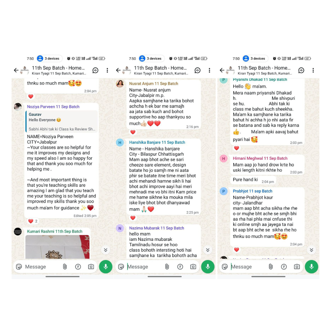 Student WhatsApp feedback